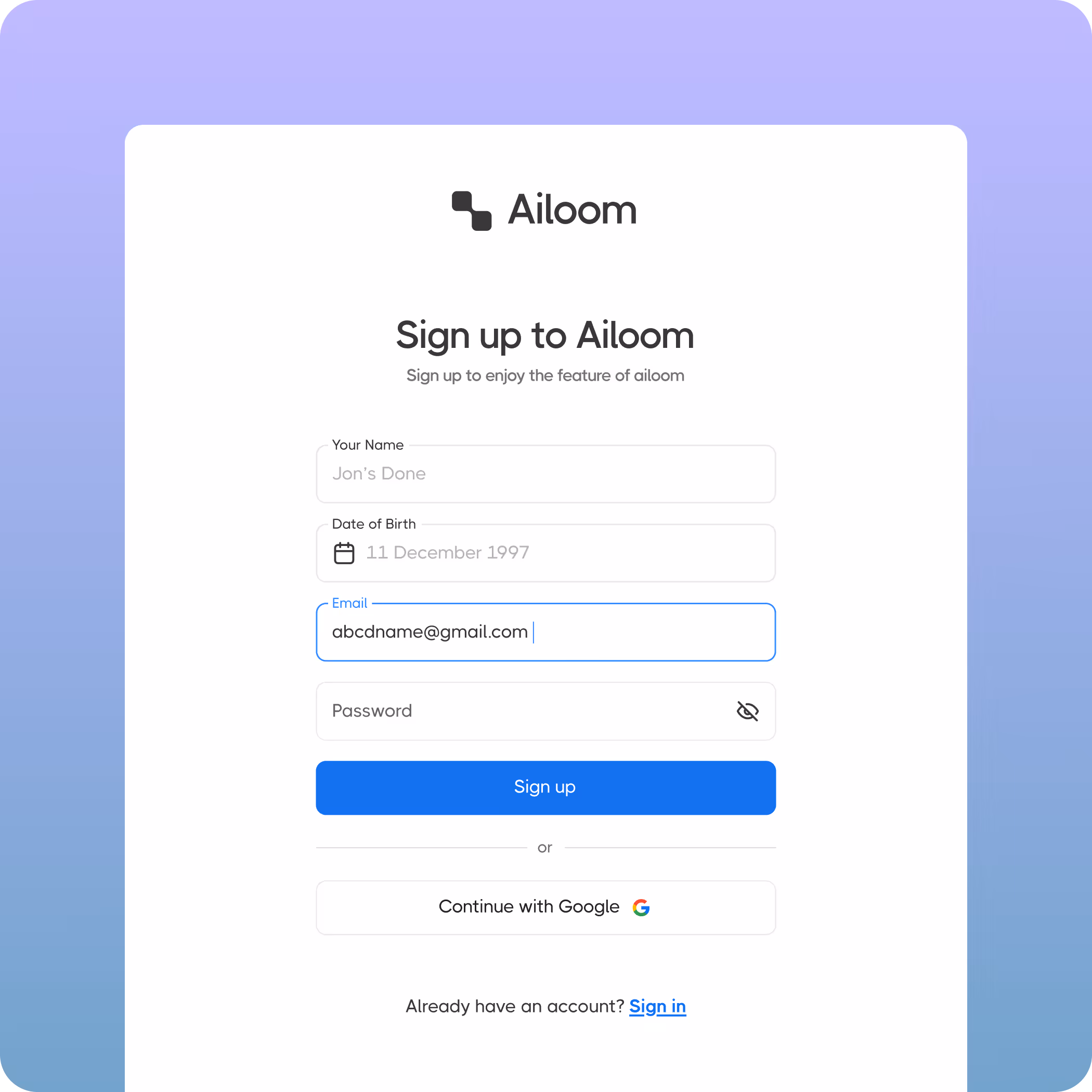 Let’s specify how to Create account.
